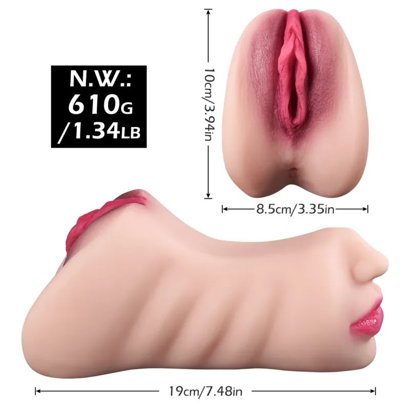 Masturbador 3 Ano Vagina Boca Silicona Skyn Anal Vaginal Gel
