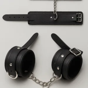 Esposas de Cuero con Cadena y Hebilla Regulable: imagen 3