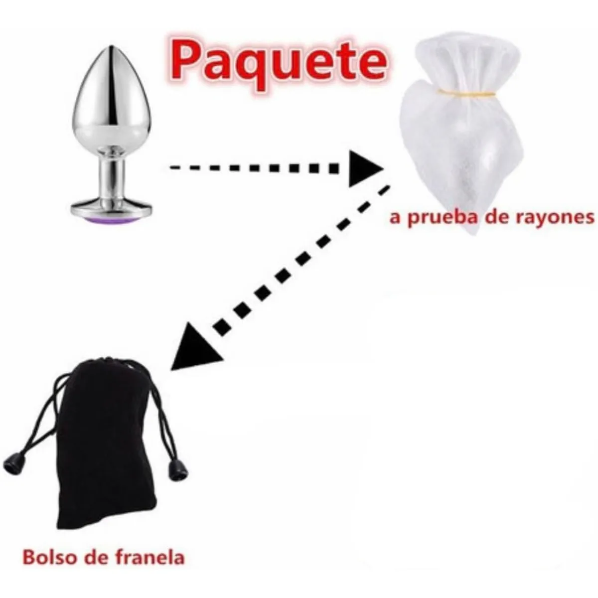 Plug Dilatador Anal Acero Strass - Metalico - Chico: imagen 4