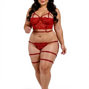 Conjunto "Salome" Lenceria con Portaligas y Arnes (art 2017) Talle 85 al 120: imagen 10